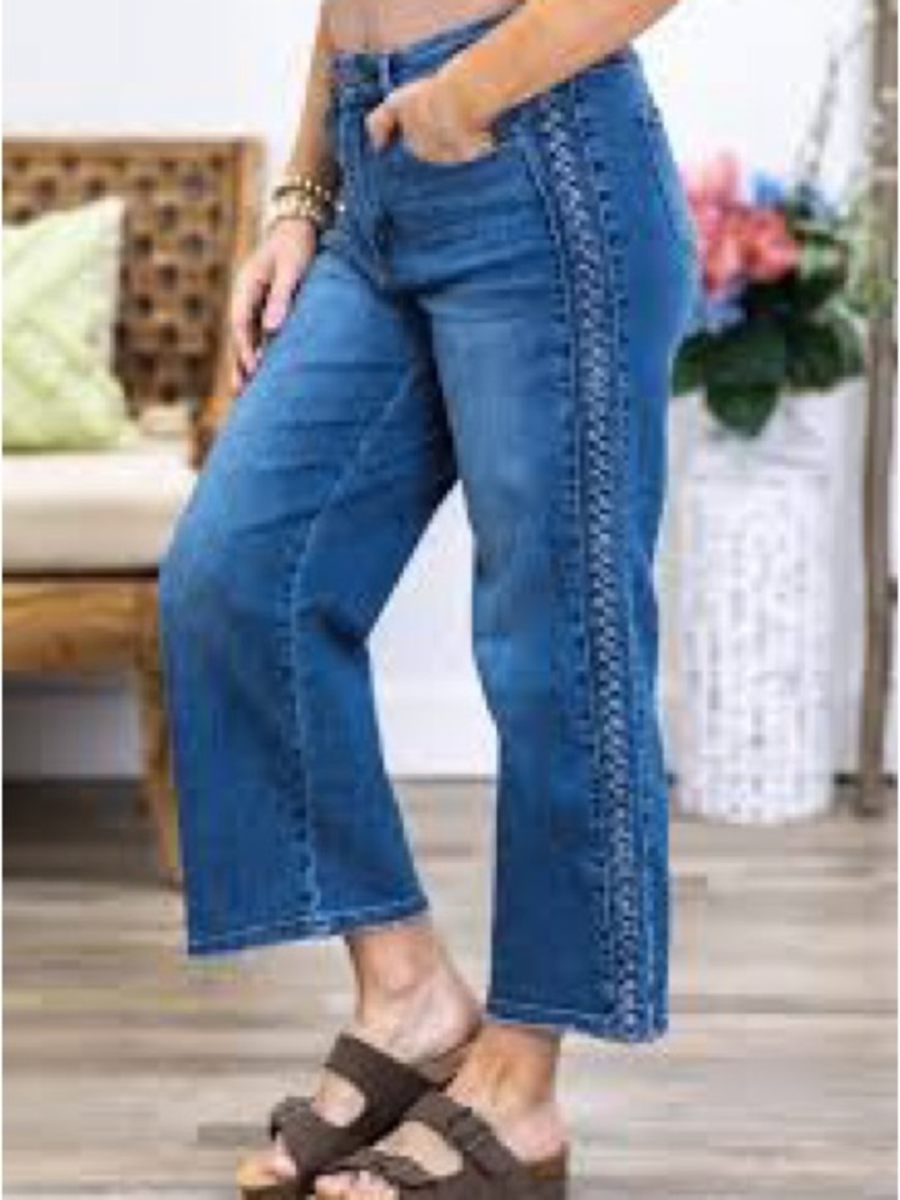 Judy Blue Braided Crop Wide Leg